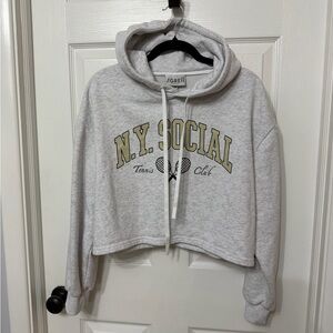 THE Greii cropped hoodie NY‎ social club tennis graphic size large grey